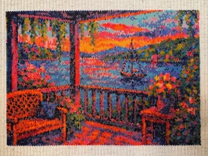 Abstract Sunset over Water Miyuki Delica Beads 9x6.25 by Leslie Chang