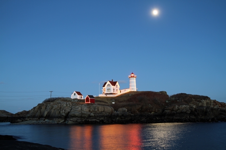 Cape Neddick Light (Nubble Light) Moonlit – York Beach, ME