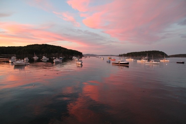 Bar Harbor, ME Sunset with Pink Sky Reflections