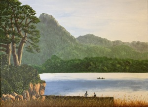 Tranquil Lake, Acrylic on Canvas by Priscilla March