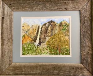 Mountain Waterfall, Acrylic in Wood Frame by Kendall Inglese