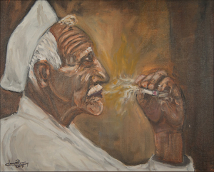 "The Smoker" 16"x20" Oil