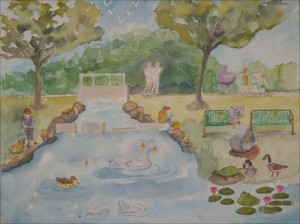 Margaret_Markham-Stream_with_Swans