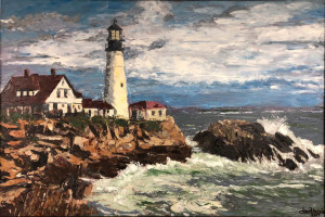 "Portland Lighthouse" 24"x36" Oil