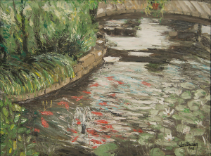 "Koi Pond"  18"x24"  Oil